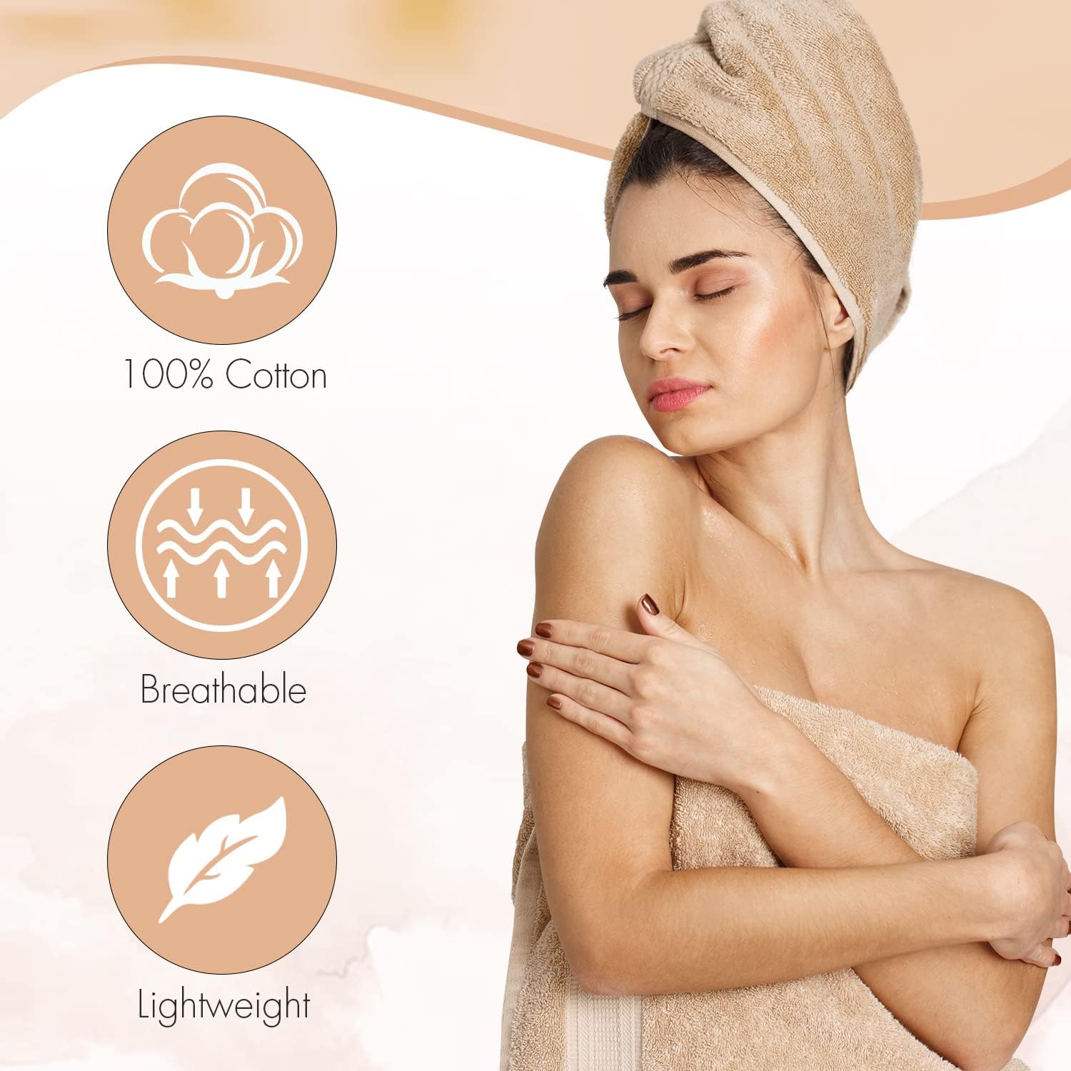 KAHAF Collection 6-Pack Bath Towels - Lightweight - Extra Absorbent - 100% Cotton - Shower towels (Multi, 27 inchesx54 inches) - Image 2