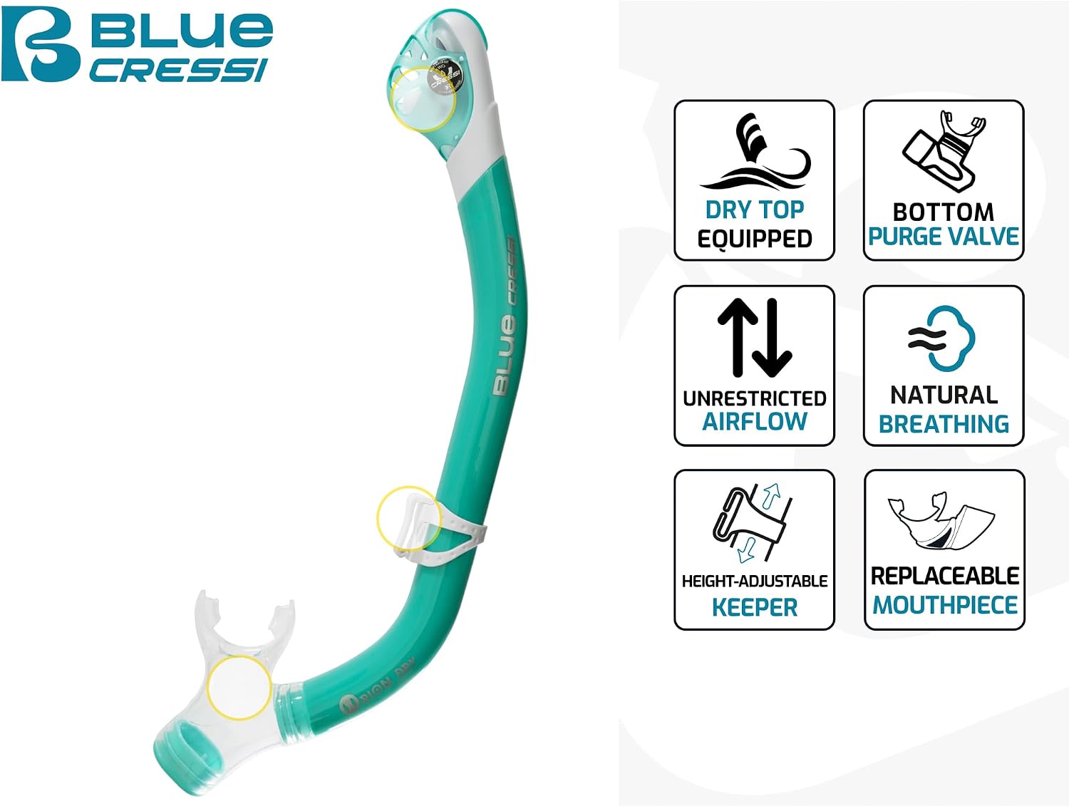 Cressi Adult Snorkeling Kit, Mask & Dry Snorkel - Quality Equipment for Discovering The Underwater World - Ocean Combo: Designed in Italy - Image 4