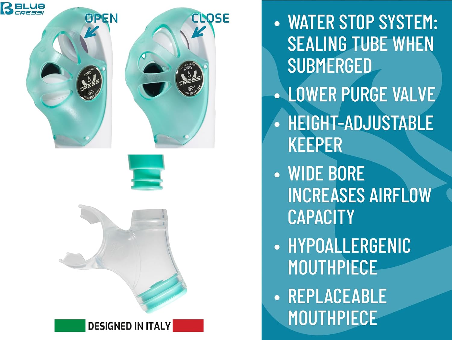 Cressi Adult Snorkeling Kit, Mask & Dry Snorkel - Quality Equipment for Discovering The Underwater World - Ocean Combo: Designed in Italy - Image 5