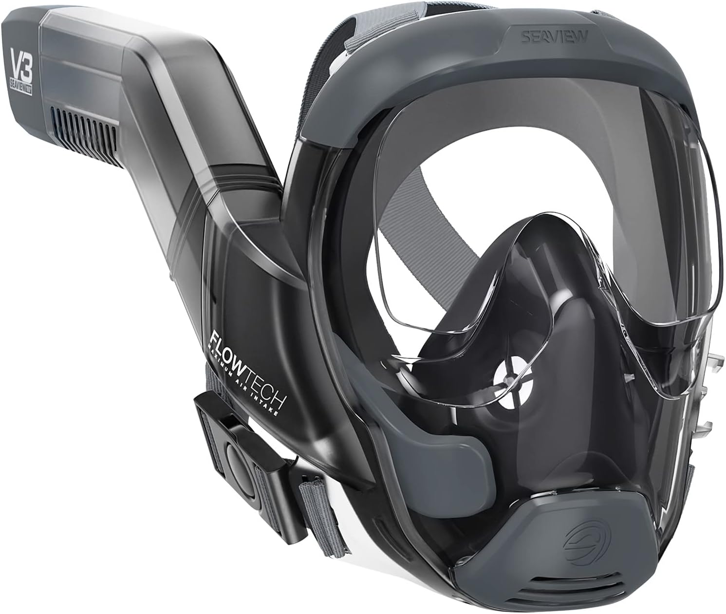 Seaview 180 V3 Full Face Snorkel Mask - Snorkeling Gear for Adults | Snorkel Mask Adult with 180 Panoramic Viewing and Up to 600% Easier Breathing- Patented Flowtech Air Intake