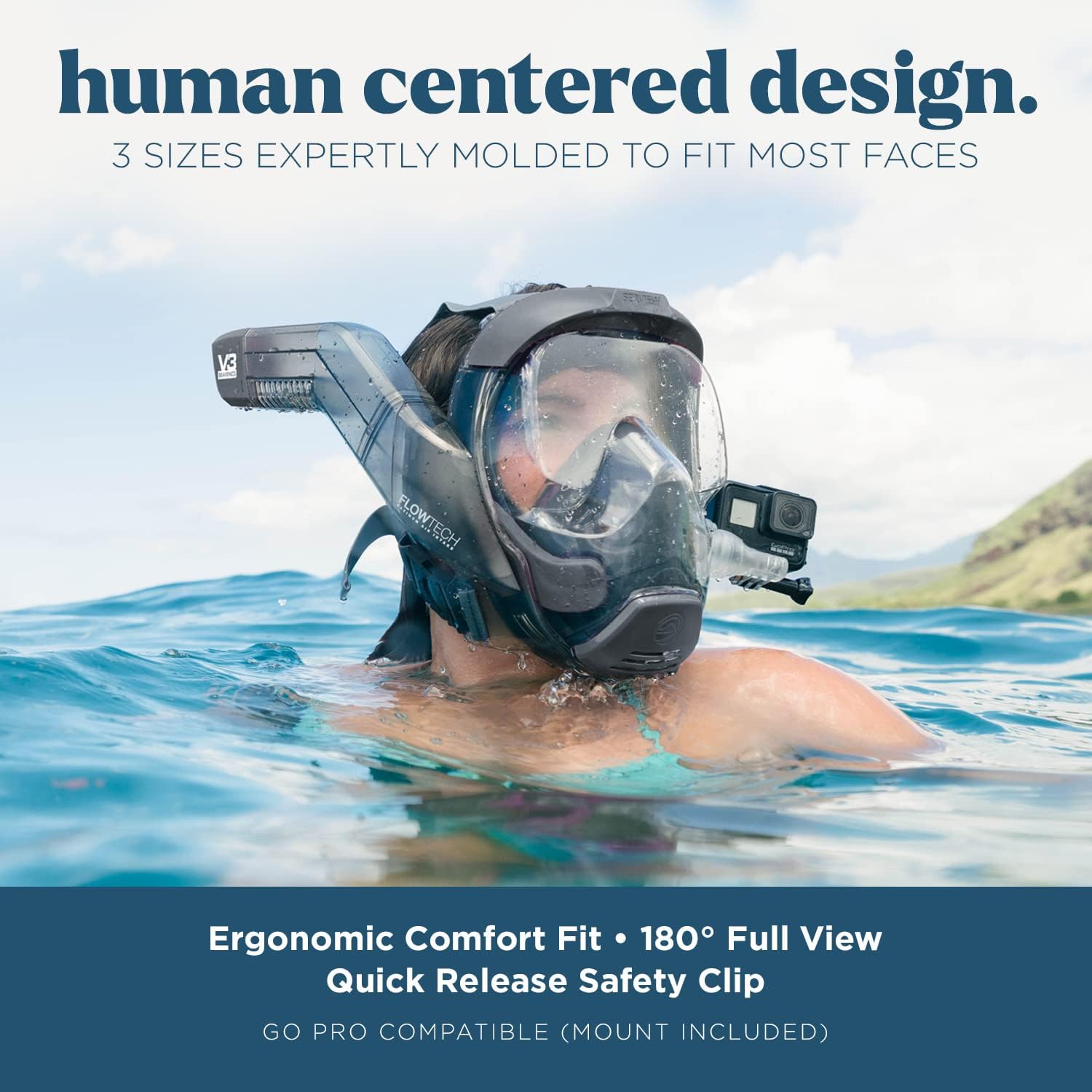 Seaview 180 V3 Full Face Snorkel Mask - Snorkeling Gear for Adults | Snorkel Mask Adult with 180 Panoramic Viewing and Up to 600% Easier Breathing- Patented Flowtech Air Intake - Image 4