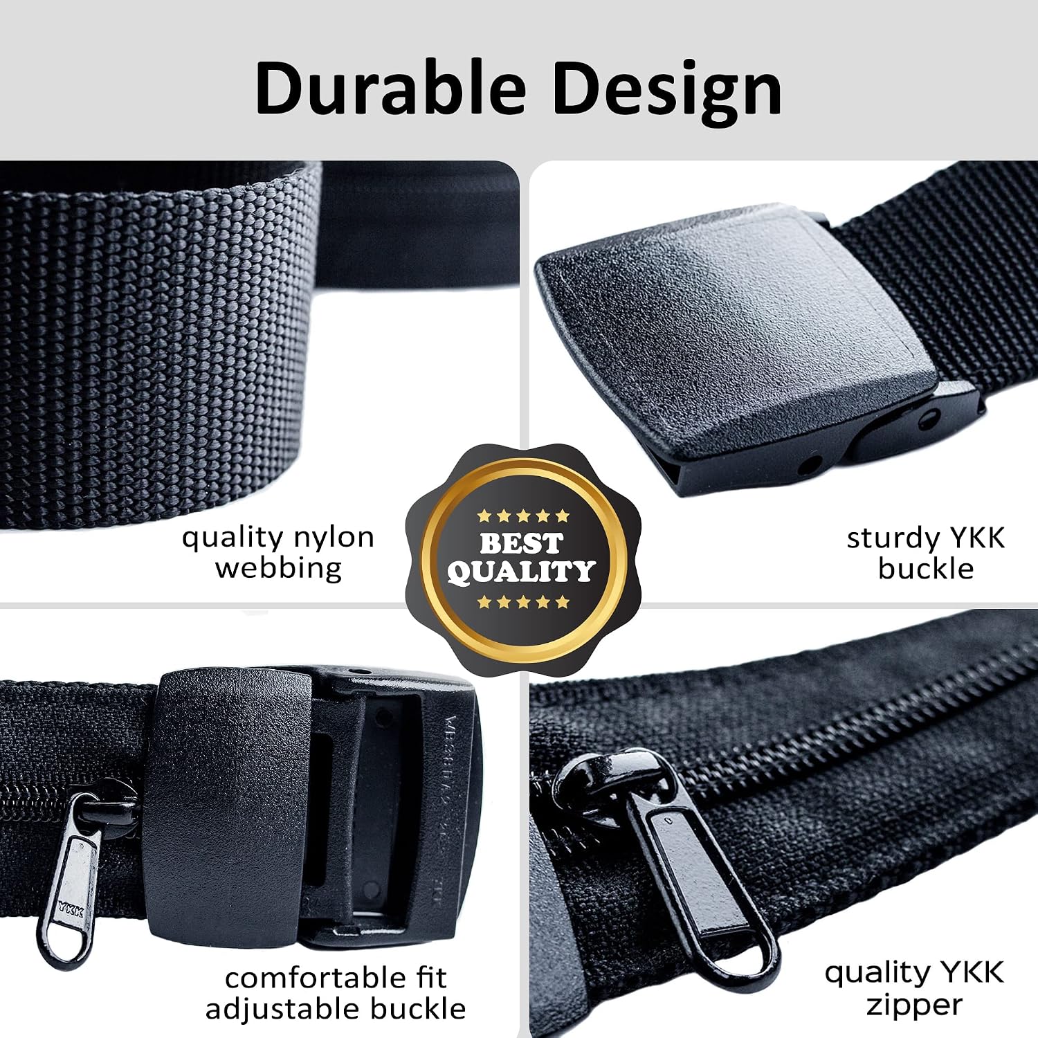 Money Belt for Men Travel Security Belt with Hidden Money Compartment Pocket, Cashsafe Anti-Theft Wallet Non-Metal Buckle - Image 5