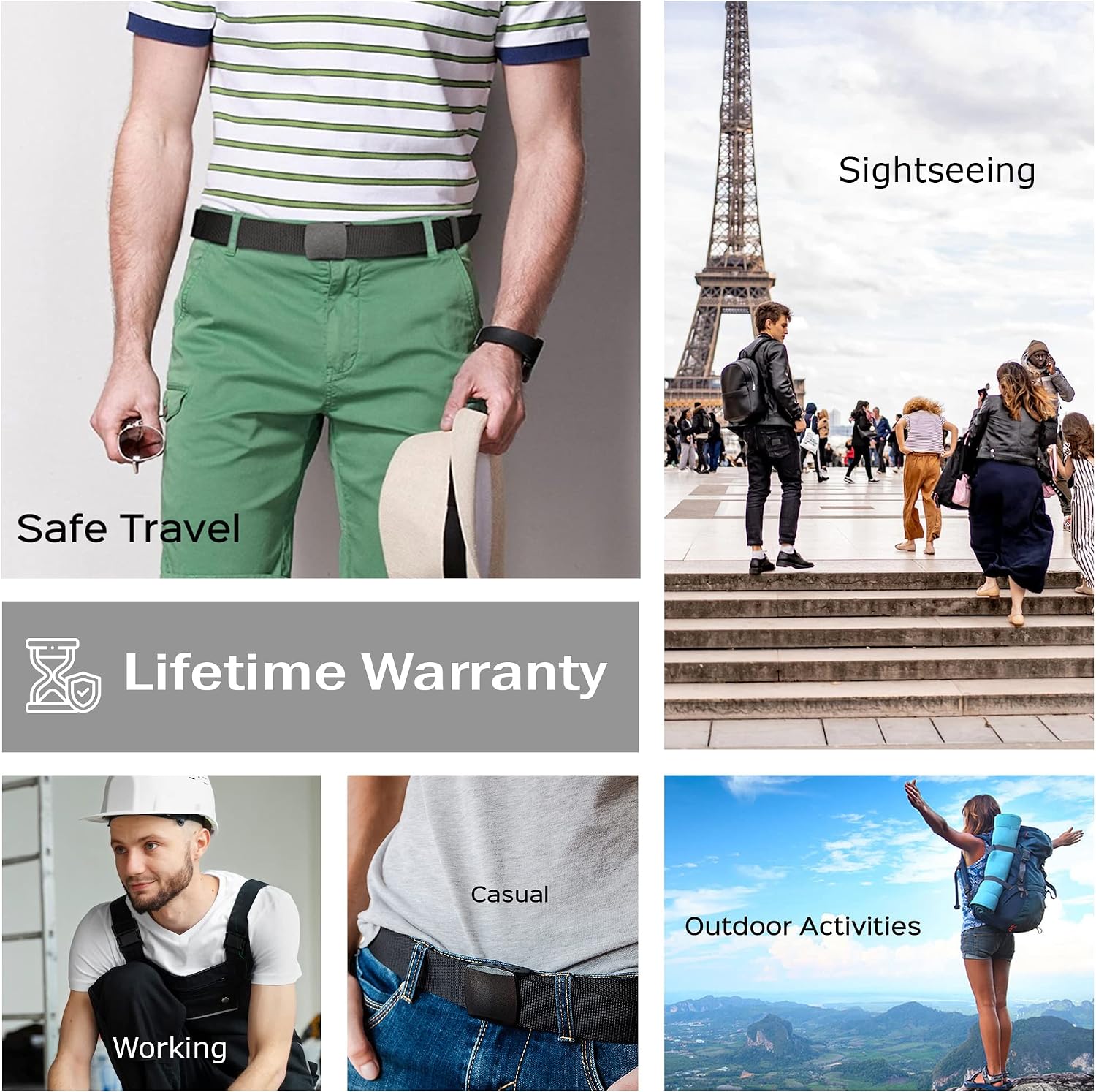 Money Belt for Men Travel Security Belt with Hidden Money Compartment Pocket, Cashsafe Anti-Theft Wallet Non-Metal Buckle - Image 6